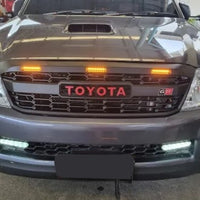 TOYOTA HILUX FULL GRILL 2005-2011 MK7 RED LOGO AMBER LED'S
