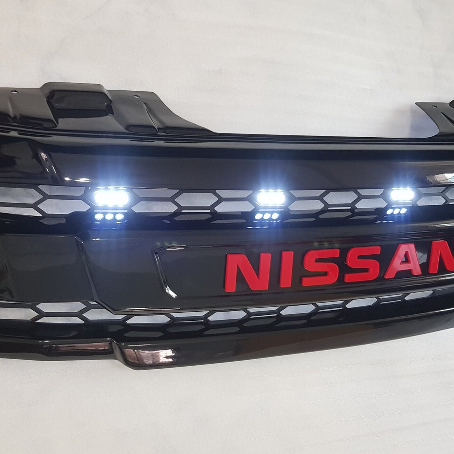 NISSAN NAVARA D40 PRE-FACELIFT 2005-2010 FULL GRILL REPLACEMENT GLOSS  BLACK VERSION! WITH BLACK LOGO LOGO/PATHFINDER R51