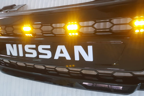 NISSAN NAVARA D40 / PATHFINDER GLOSS BLACK WITH WHITE LOGO WITH AMBER LEDS