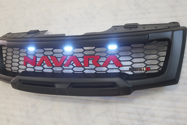 NISSAN NAVARA D40 FACELIFT COMPLETE GRILL WHITE LEDS