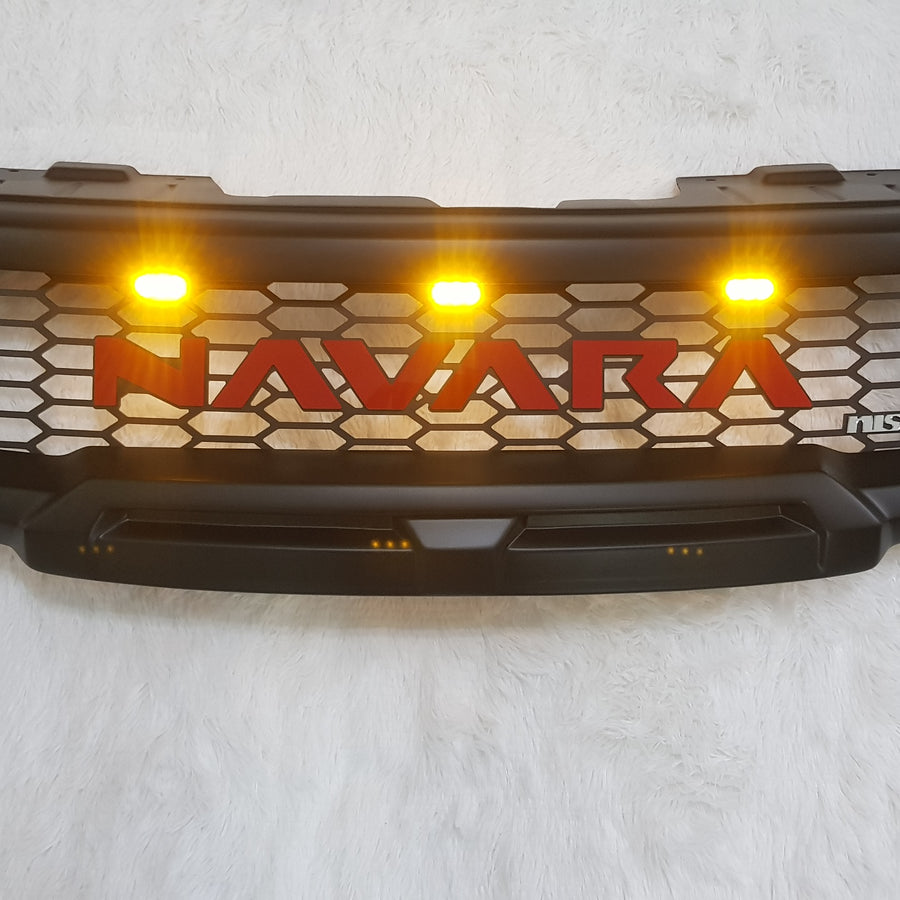 NISSAN NAVARA D40 FACELIFT COMPLETE GRILL AMBER LEDS