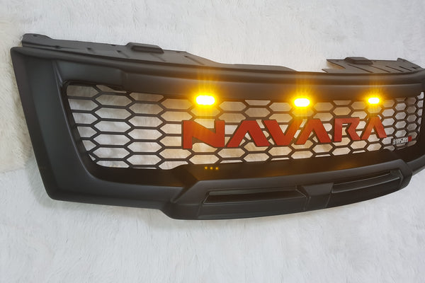 NISSAN NAVARA D40 FACELIFT COMPLETE GRILL RED LOGO/AMBER LEDS