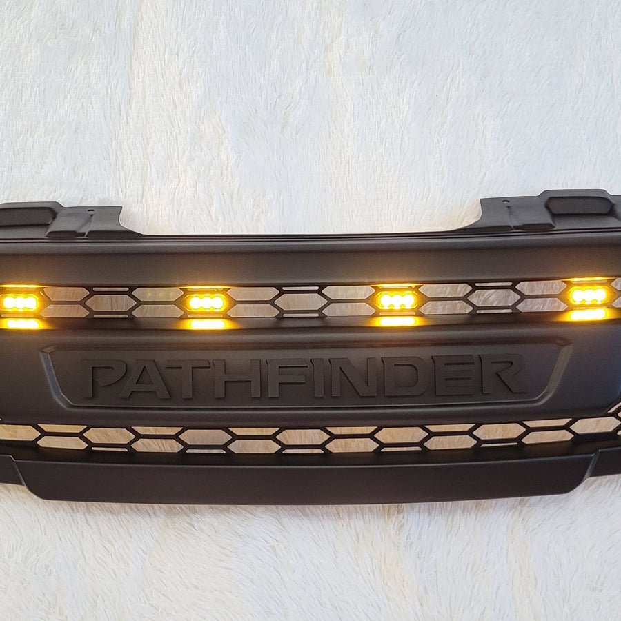 NISSAN  PATHFINDER PRE-FACELIFT FULL GRILL REPLACEMENT MATT BLACK WITH MATT BLACK PATHFINDER LOGO