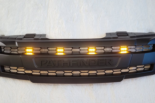 NISSAN  PATHFINDER PRE-FACELIFT FULL GRILL REPLACEMENT MATT BLACK WITH MATT BLACK PATHFINDER LOGO