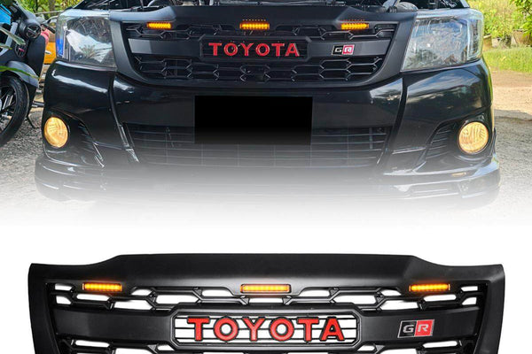 TOYOTA HILUX  FULL GRILL 2012-2014 MK7 RED LOGO AMBER LED'S