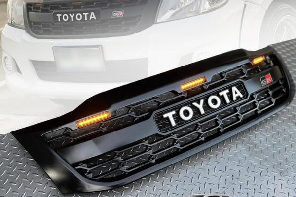 TOYOTA HILUX  FULL GRILL 2012-2014 MK7 WHITE LOGO AMBER LED'S