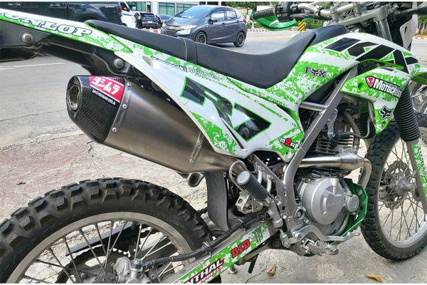 FULL SYSTEM RACING PIPE KIT STAINLESS STEEL CARBON SILVER FOR KAWASAKI KLX 230