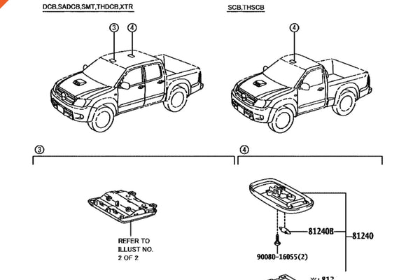 Interior Dome Cabin Light / Lamp for Toyota Hilux  05-14
