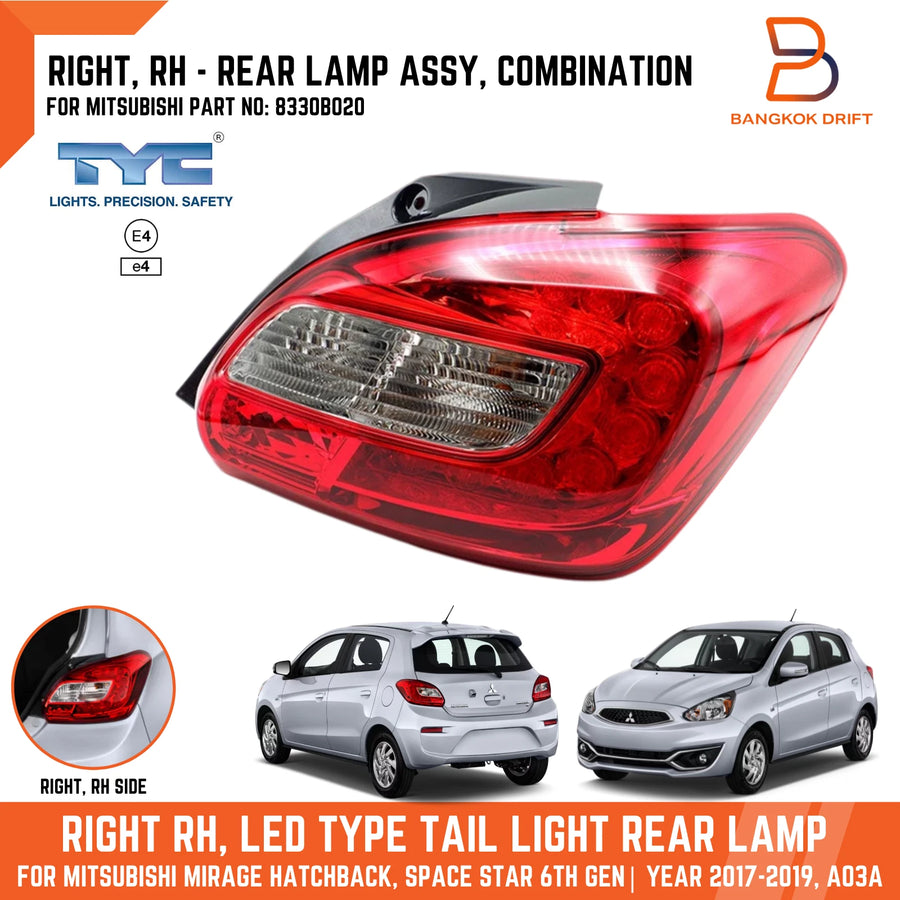MITSUBISHI MIRAGE HATCHBACK A03A 16-19 RH RIGHT LED TAIL LAMP REAR LIGHT