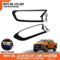 FORD RANGER 2015-2021Matt black LED DRL HeadLight Lamp Cover Trim