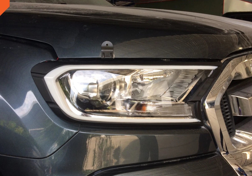 FORD RANGER 2015-2021Matt black LED DRL HeadLight Lamp Cover Trim ...