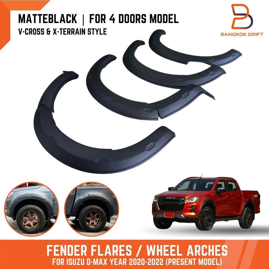 MATT BLACK V-CROSS FENDER FLARE WHEEL ARCH FOR ISUZU D-MAX TFR 20-23 DL20 DL40
