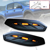 Fit Ford Ranger Raptor 2018-2021 Side Vent Cover Trim Matte Black Orange Led