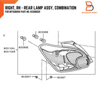 MITSUBISHI MIRAGE HATCHBACK A03A 16-19 RH RIGHT LED TAIL LAMP REAR LIGHT