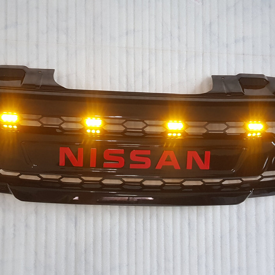 NISSAN NAVARA
D40 PRE-FACELIFT
2005-2010
FULL GRILL REPLACEMENT
RED LOGO
GLOSS BLACK VERSION! 
/PATHFINDER R51 AMBER LEDS
