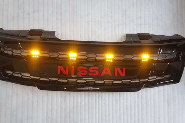 NISSAN NAVARA
D40 PRE-FACELIFT
2005-2010
FULL GRILL REPLACEMENT
RED LOGO
GLOSS BLACK VERSION! 
/PATHFINDER R51 AMBER LEDS